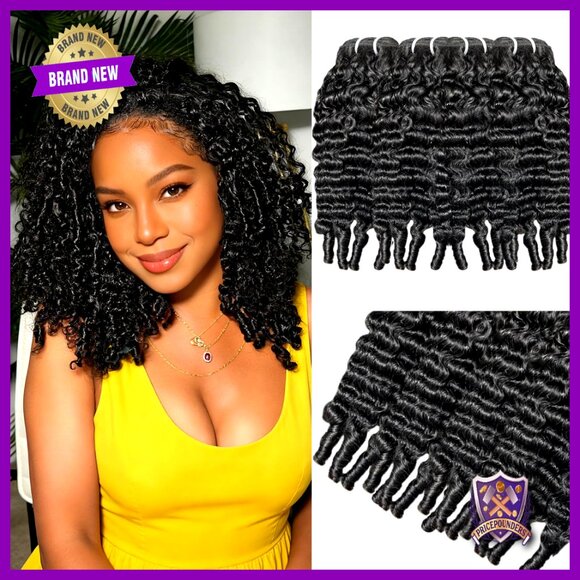12 Inch Human Hair Extensions 4 Bundles Water Wave Spiral Curly Ends main image 4